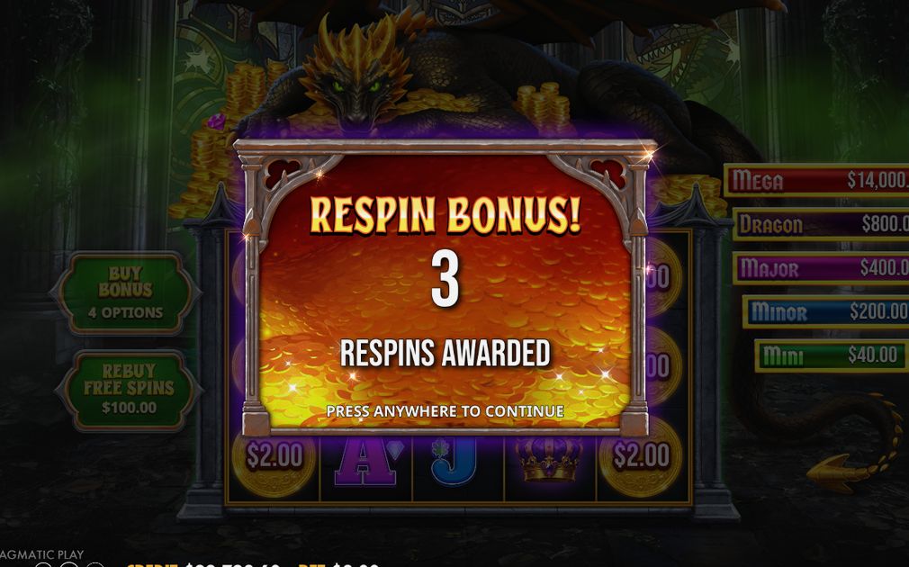 Three respins, reset after each new MONEY hit
