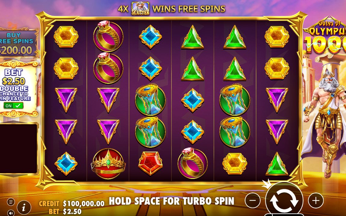 Base game grid with symbols and multiplier orbs in play