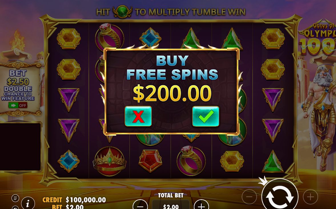 Bonus screen with the Scatter symbols that start Free Spins