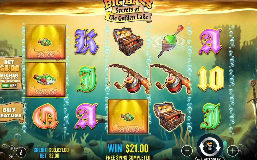 Win screen showing the payout at the bet in use